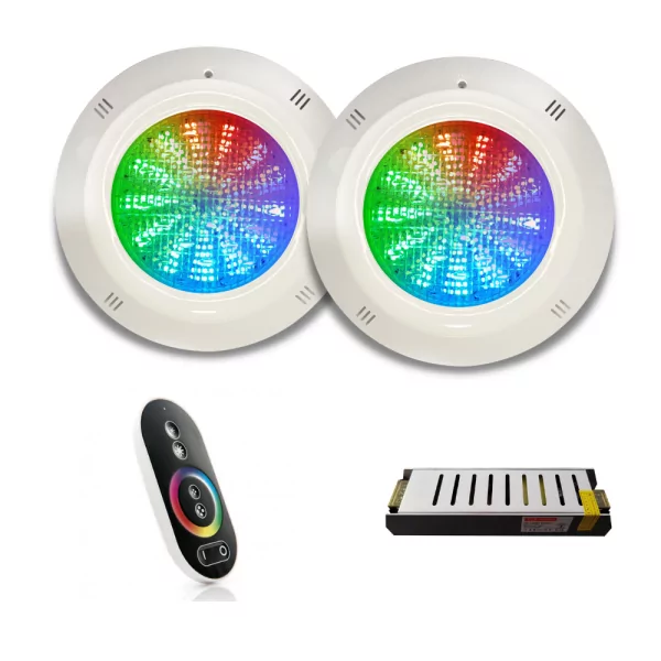 Pack 2 projecteurs 35W LED RGB Câble 4 fils avec télécommande RGBV+ et transformateur 12V DC 150W - 1