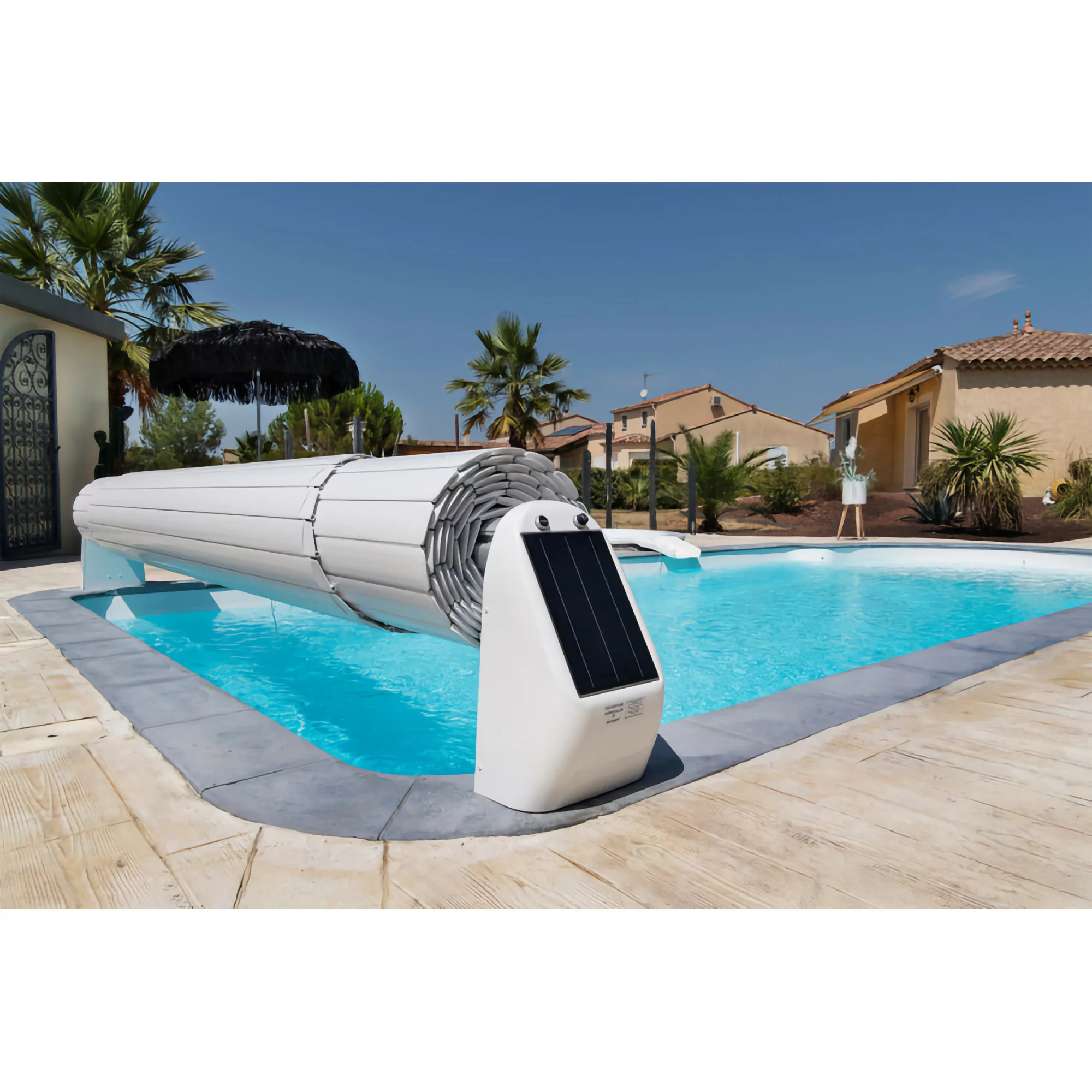 Giantex enrouleur de couverture de piscine en aluminium et acier  inoxydable, rouleau de couverture de piscine pour la couverture solaire, système  d'enrouleurs de couverture solaire, 5,5m - Conforama
