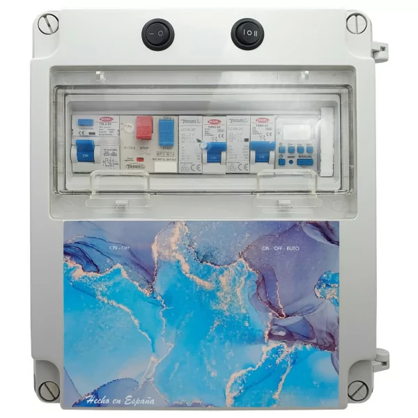 Painel eléctrico para piscina com transformador e contactor para motor adequado para clorador