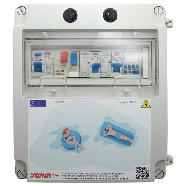 Electrical panel for swimming pool suitable for chlorinator and motor contactor with 50W transformer - 1