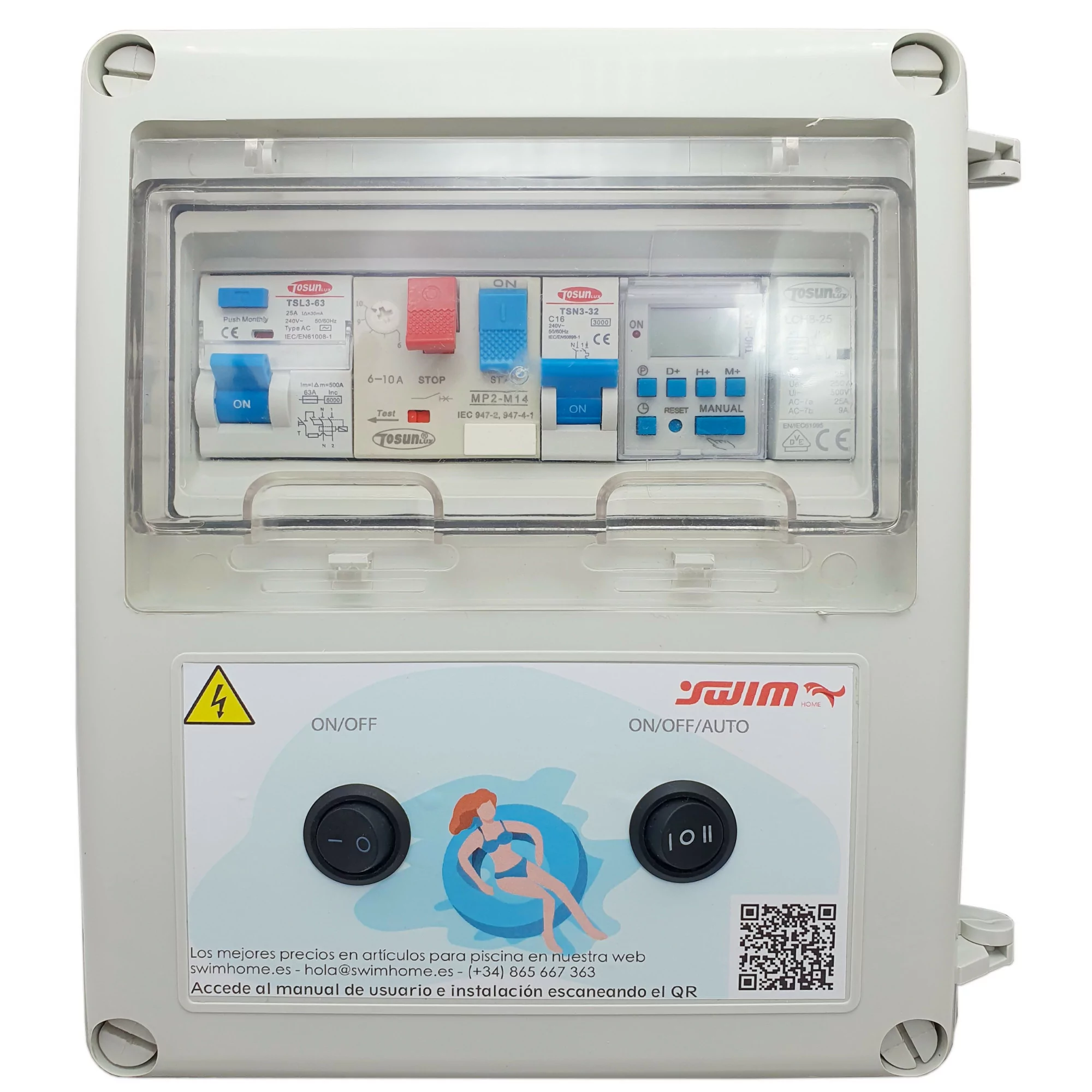 Electrical Panel for Swimming Pool Transformer 60W DC with Contactor for Motor