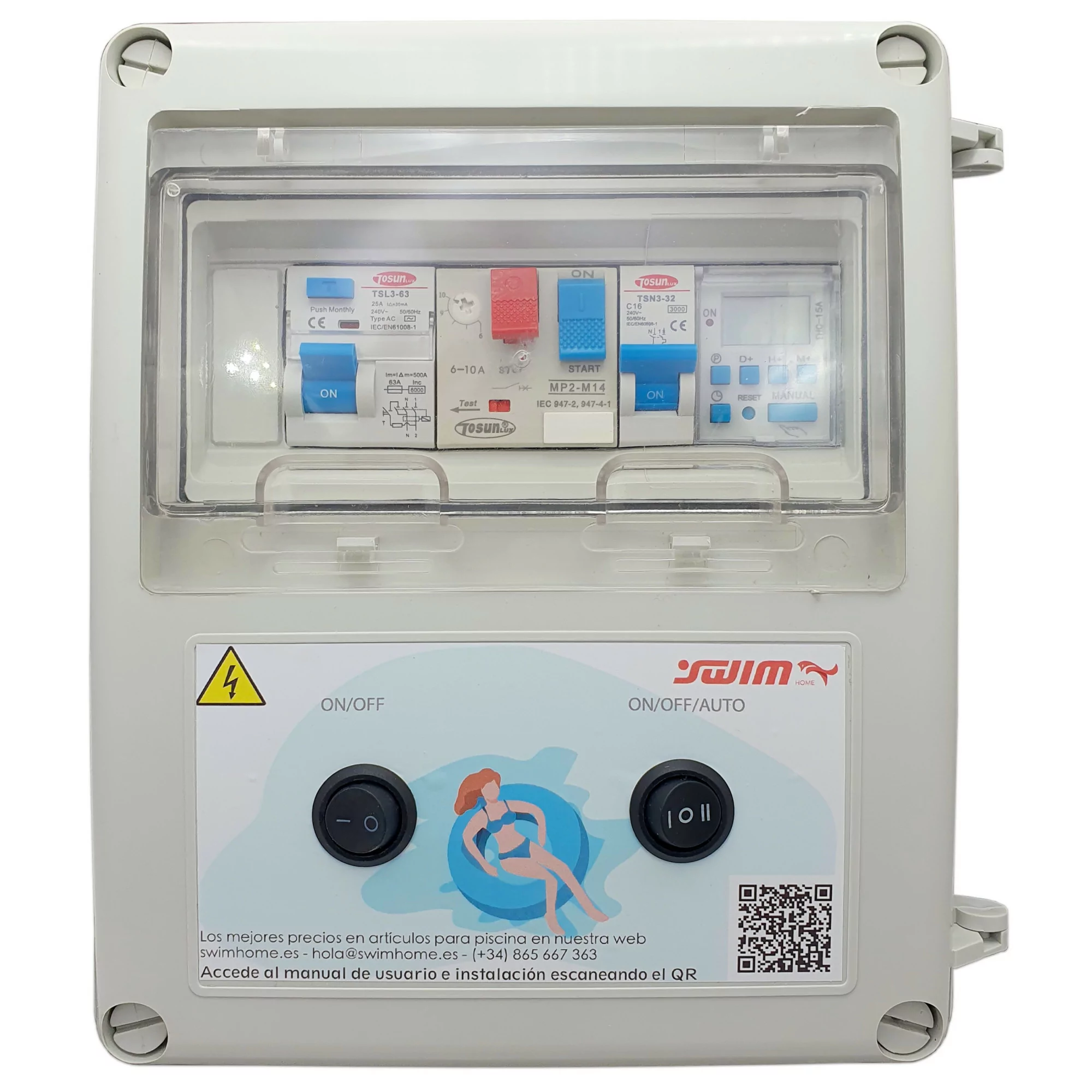 Basic Electrical Panel for Swimming Pool with 60W 12V DC Transformer