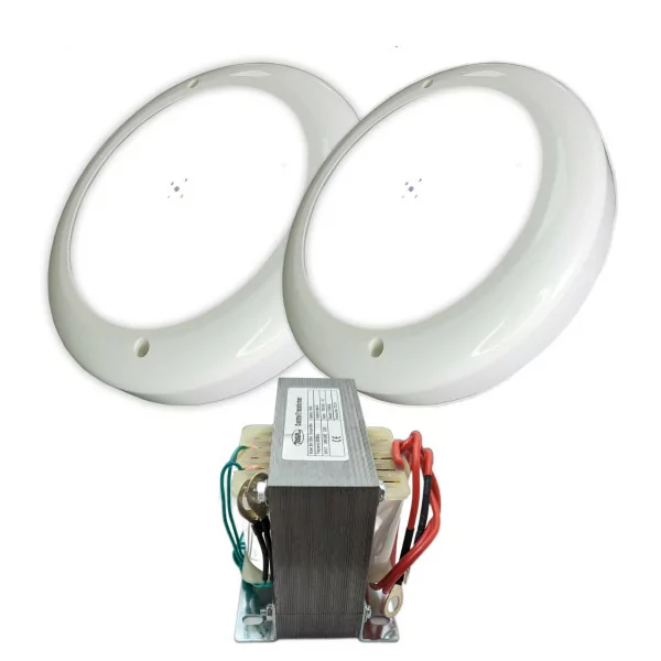 Pack 2 White LED Floodlights with Transformer: 30W each Floodlight - 1