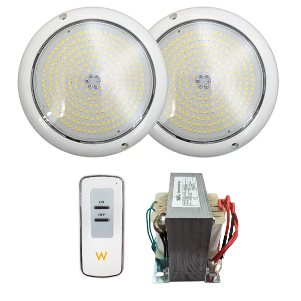 Pack 2 LED Spotlights Cool White 18CM 24W + Remote Control + Transformer