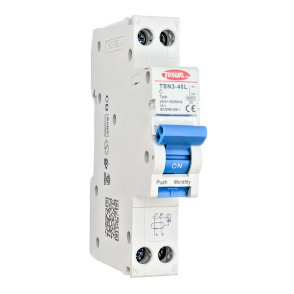 Disjoncteur combiné RCBO (disjoncteur différentiel + magnétothermique de type A) 1P+N 6kA Courbe C