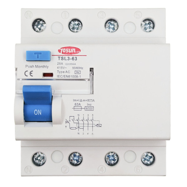 Three-phase differential 30mA 6KA 3P+N type AC - 1