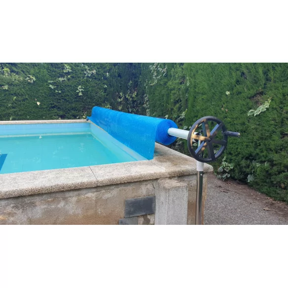 Above ground pool solar cover reel - telescopic & height adjustable 