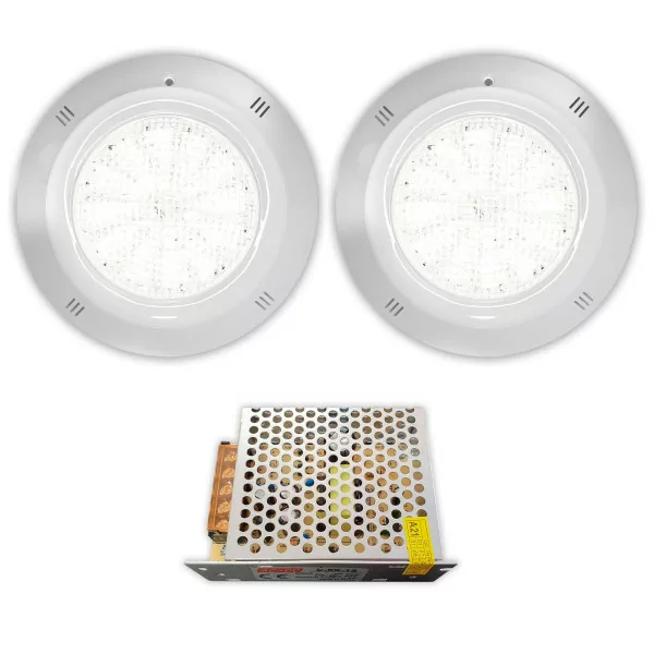 2 Pacote 18W 2050 lumens projectores de superfície LED para piscina Cool White com fonte de alimentação - 1