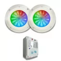 Pack 2 LED RGB ON/OFF 35W 12V AC Surface Mounted Pool Floodlights with Switchboard